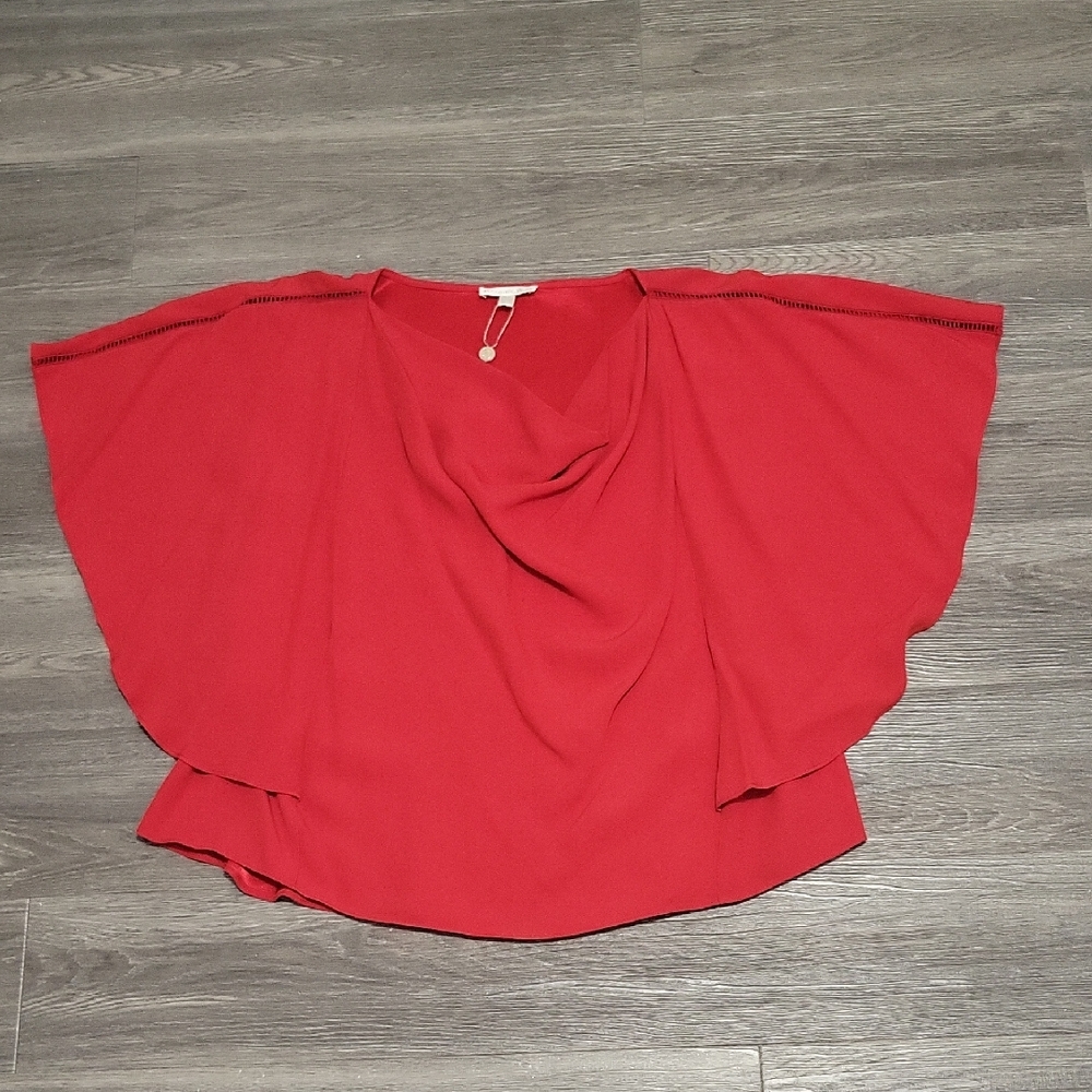 Red Dolman Sleeve Boxy Blouse